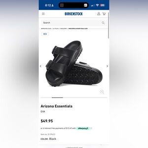 Birkenstock Eva Black 7-7.5